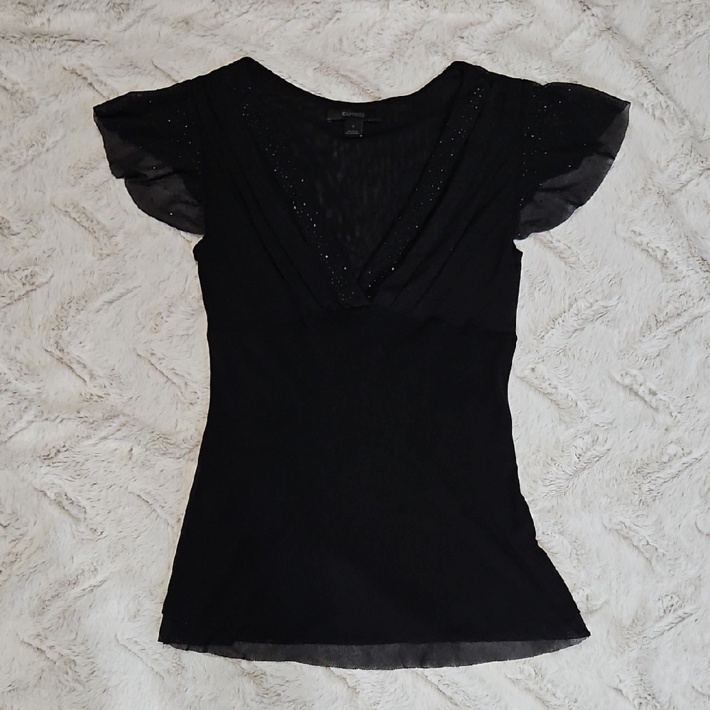Express Black Sheer Sleeve Blouse